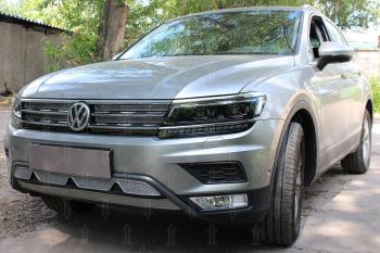 9 349 р. Защита радиатора (низ с камерой) (Off-Road) Стрелка11 Премиум  Volkswagen Tiguan  Mk2 (2016-2020) дорестайлинг (хром). Увеличить фотографию 2