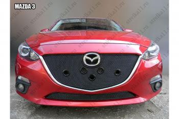 599 р. Зимняя заглушка решетки радиатора (низ) премиум Стрелка11 Mazda 3/Axela BM дорестайлинг седан (2013-2016) (черная). Увеличить фотографию 1