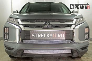 4 099 р. Защита радиатора низ Стрелка11 PREMIUM Mitsubishi ASX 3-ий рестайлинг (2019-2024) (хром). Увеличить фотографию 1