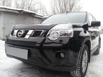 Защита радиатора (середина) Стрелка11 PREMIUM  Nissan (Нисан) X-trail (Х-трейл)  2 T31 (2010-2015) 2 T31 рестайлинг  (черная)