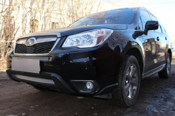 3 699 р. Защита радиатора (низ) Стрелка11 PREMIUM Subaru Forester SJ дорестайлинг (2012-2016) (хром). Увеличить фотографию 2