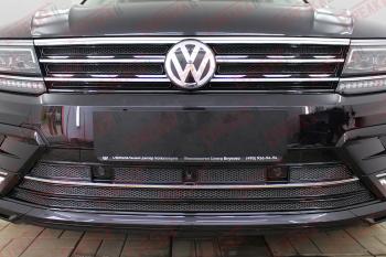 10 799 р. Защита радиатора (верх) Стрелка11 Премиум  Volkswagen Tiguan  Mk2 (2016-2020) дорестайлинг (черная). Увеличить фотографию 1