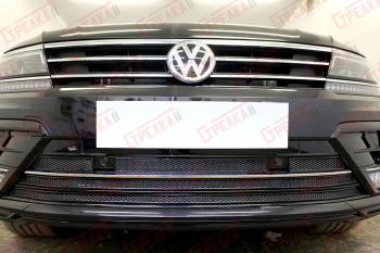 9 849 р. Защита радиатора (низ с парктроником) Стрелка11 Премиум Volkswagen Tiguan Mk2 дорестайлинг (2016-2020) (хром). Увеличить фотографию 2