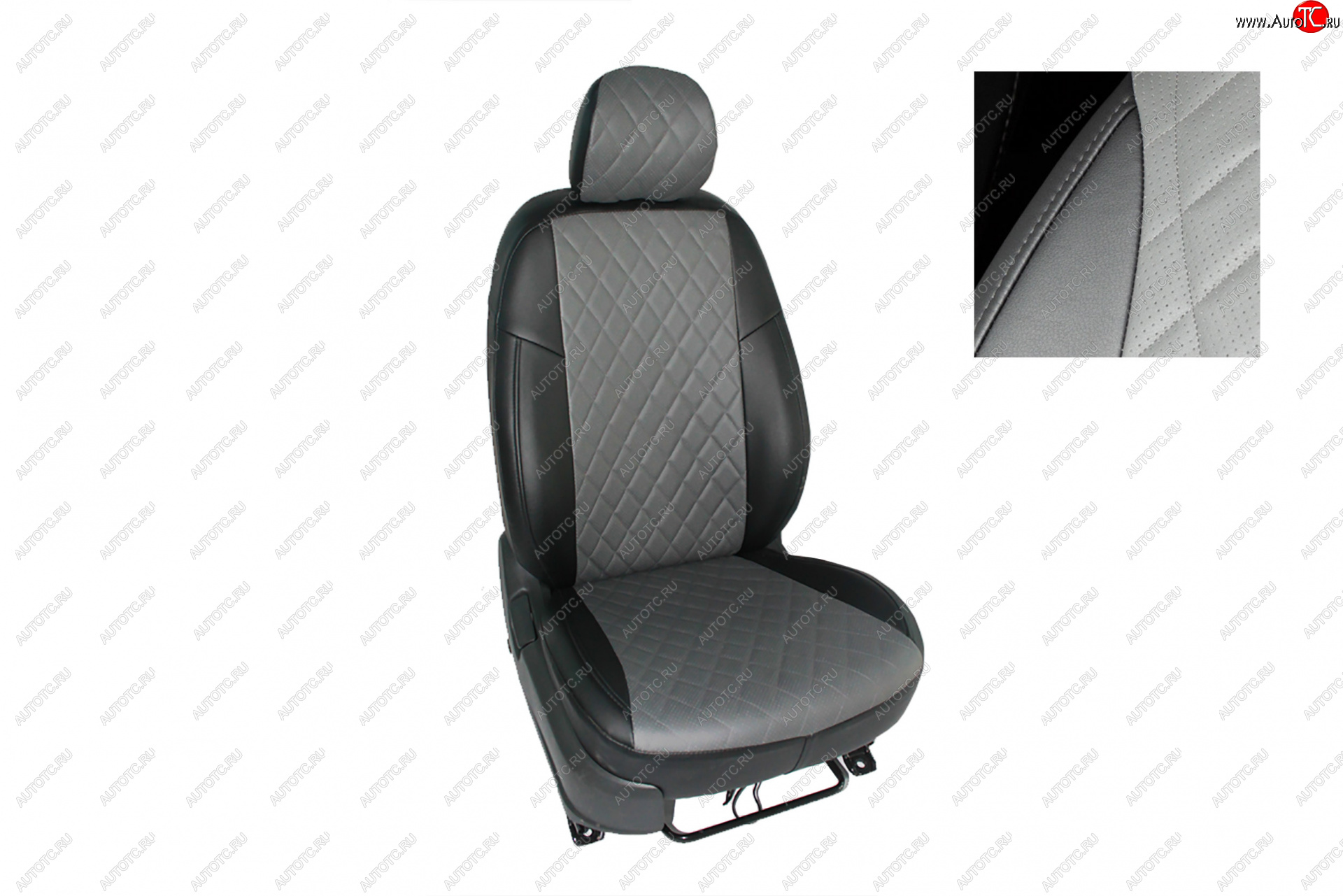 5 549 р. Чехлы для сидений Seintex (экокожа) Ромб  Chevrolet Cobalt (2011-2016), Ravon R4 (2016-2020) (черно-серый)