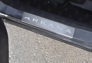 1 169 р. Пороги накладки Russtal  Renault Arkana (2019-2024) (Нержавейка шлифованная с надписью). Увеличить фотографию 1