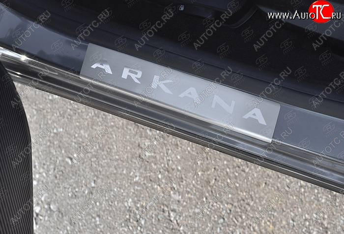 1 399 р. Пороги накладки Russtal  Renault Arkana (2019-2024) (Нержавейка шлифованная с надписью)