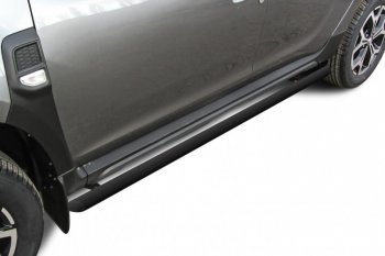 7 599 р. Защита порогов Slitkoff (Ø57 мм)  Renault Duster  HM (2020-2024) (Сталь окрашенная, цвет черный). Увеличить фотографию 1