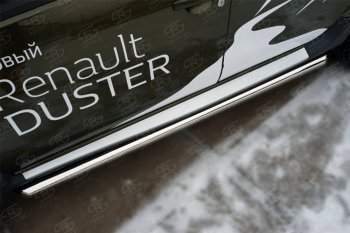 16 299 р. Защита порогов (Ø63 мм, нержавейка) Russtal  Renault Duster  HS (2015-2021) (торцы со скосом 45°). Увеличить фотографию 1