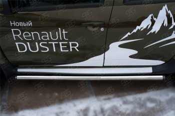 15 299 р. Защита порогов (Ø63 мм, нержавейка) Russtal  Renault Duster  HS (2015-2021) (с пластиковыми заглушками). Увеличить фотографию 2
