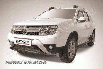 8 949 р. Защита переднего бампер Slitkoff  Renault Duster  HS (2015-2021) (Цвет: серебристый). Увеличить фотографию 1