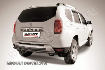 6 999 р. Защита задняя Slitkoff  Renault Duster  HS (2015-2021) (Цвет: серебристый). Увеличить фотографию 1
