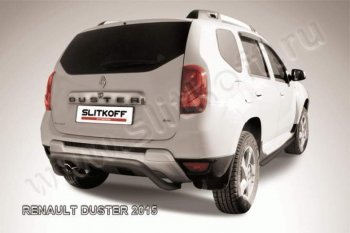 8 949 р. Защита задняя Slitkoff  Renault Duster  HS (2015-2021) (Цвет: серебристый). Увеличить фотографию 1