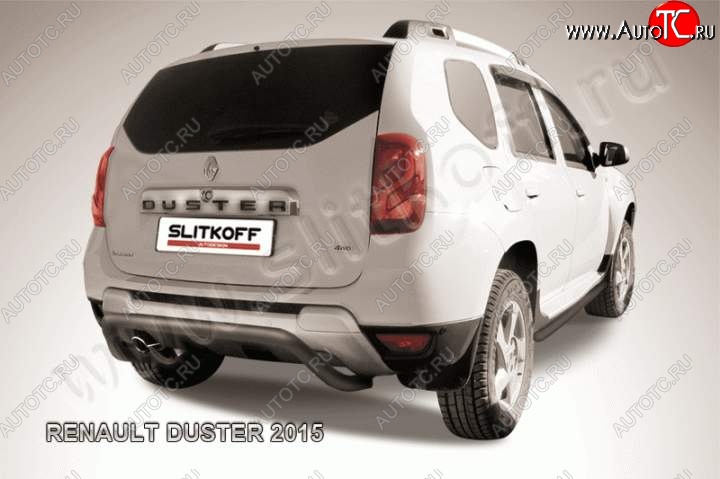 8 949 р. Защита задняя Slitkoff  Renault Duster  HS (2015-2021) (Цвет: серебристый)