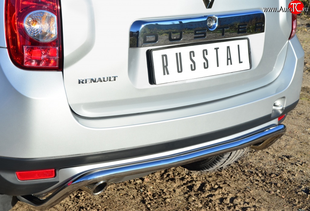 10 949 р. Защита заднего бампера (Ø42 мм волна короткая, нержавейка) Russtal  Renault Duster  HS (2010-2015)