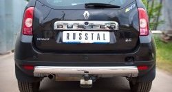 15 649 р. Защита заднего бампера (Ø75х42 мм, нержавейка, 4х4) Russtal  Renault Duster  HS (2010-2015). Увеличить фотографию 1