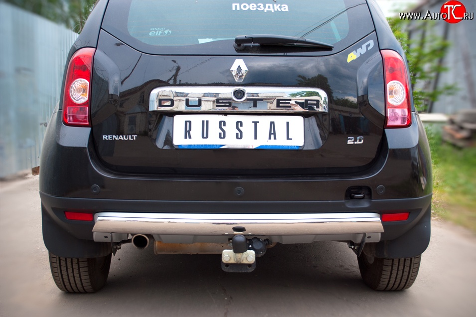 15 649 р. Защита заднего бампера (Ø75х42 мм, нержавейка, 4х4) Russtal  Renault Duster  HS (2010-2015)