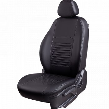 8 599 р. Чехлы для сидений Lord Autofashion Турин (экокожа, сплошная спинка, 2 П-образных подголовника)  Renault Duster  HS - Sandero  (BS) (Черный, вставка черная). Увеличить фотографию 1