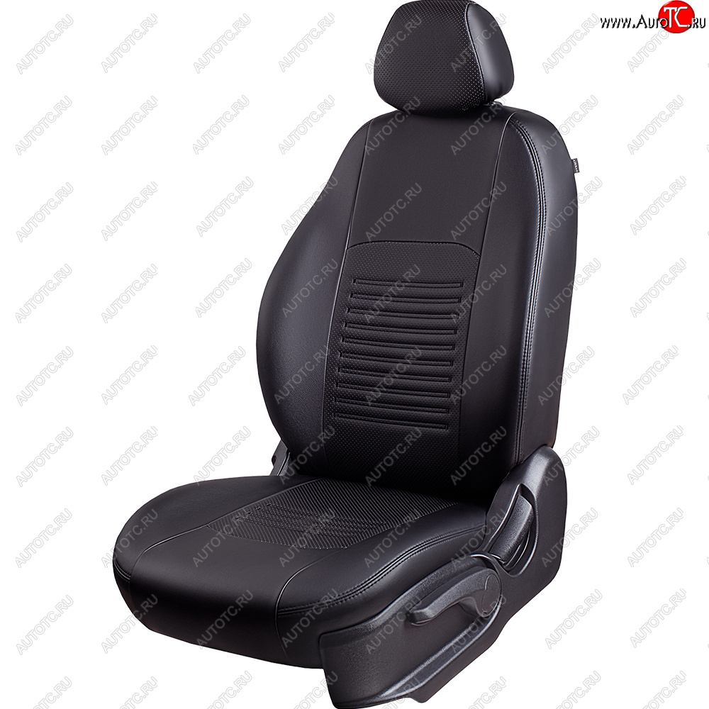 8 749 р. Чехлы для сидений Lord Autofashion Турин (экокожа, сплошная спинка, 2 П-образных подголовника)  Renault Duster  HS - Sandero  (BS) (Черный, вставка черная)