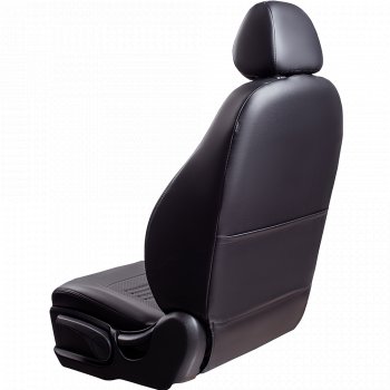 8 599 р. Чехлы для сидений Lord Autofashion Турин (экокожа, сплошная спинка, 2 П-образных подголовника)  Renault Duster  HS - Sandero  (BS) (Черный, вставка черная). Увеличить фотографию 3