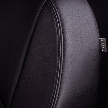 8 599 р. Чехлы для сидений Lord Autofashion Турин (экокожа, сплошная спинка, 2 П-образных подголовника)  Renault Duster  HS - Sandero  (BS) (Черный, вставка черная). Увеличить фотографию 4