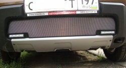 1 539 р. Сетка на бампер с вырезом под ДХО Russtal (хром)  Renault Duster  HS (2010-2015). Увеличить фотографию 2
