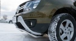 12 599 р. Защита переднего бампера (Ø42 мм волна, нержавейка) SLITKOFF Renault Duster HS рестайлинг (2015-2021). Увеличить фотографию 3