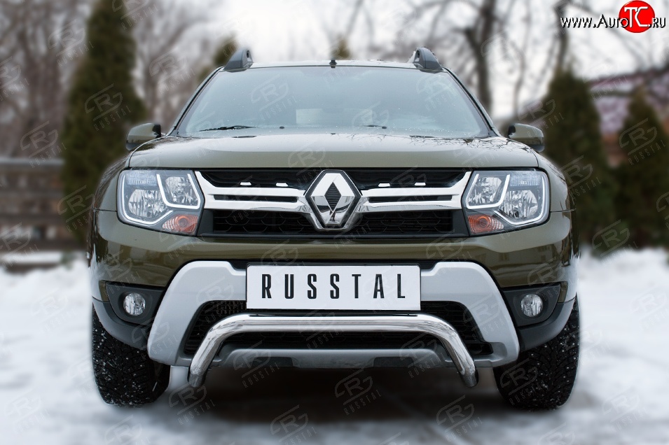 12 999 р. Защита переднего бампера (Ø63 мм волна, нержавейка) Russtal  Renault Duster  HS (2015-2021)