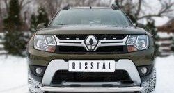 Одинарная защита переднего бампера диаметром 63 мм (рестайлинг) Russtal Renault Duster HS рестайлинг (2015-2021)