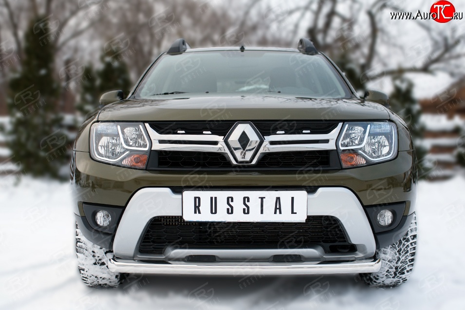 12 999 р. Одинарная защита переднего бампера диаметром 63 мм (рестайлинг) Russtal  Renault Duster  HS (2010-2021)
