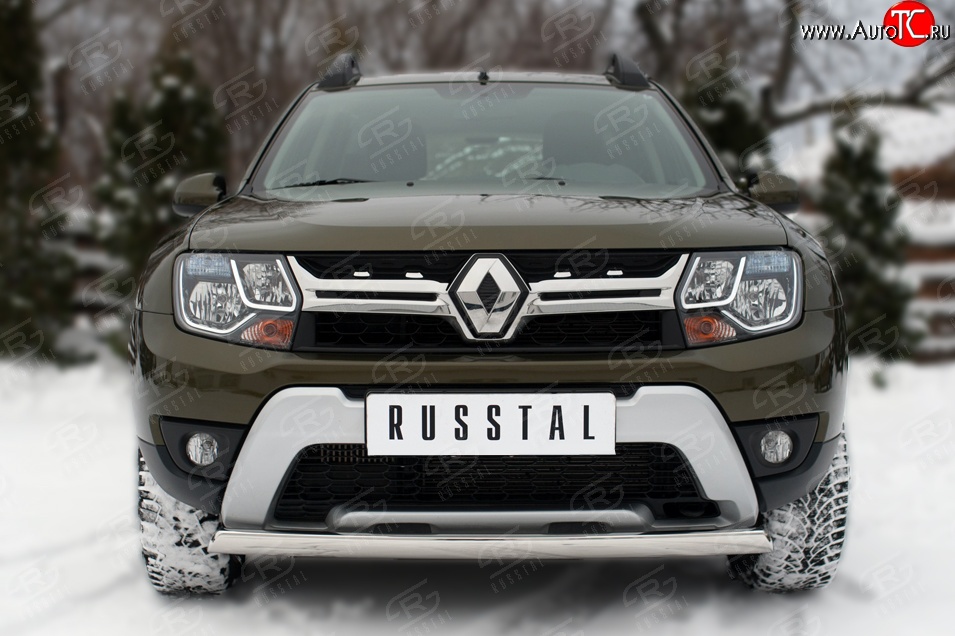 15 999 р. Защита переднего бампера (Ø75х42 мм, нержавейка) Russtal  Renault Duster  HS (2015-2021)
