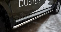 16 299 р. Защита порогов из круглой трубы диаметром 63 мм (рестайлинг) Russtal Renault Duster HS дорестайлинг (2010-2015) (Защита порогов с со скосами на торцах (вариант 1)). Увеличить фотографию 2