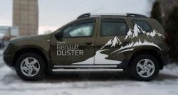 16 299 р. Защита порогов из круглой трубы диаметром 63 мм (рестайлинг) Russtal  Renault Duster  HS (2010-2015) (Защита порогов с со скосами на торцах (вариант 1)). Увеличить фотографию 4