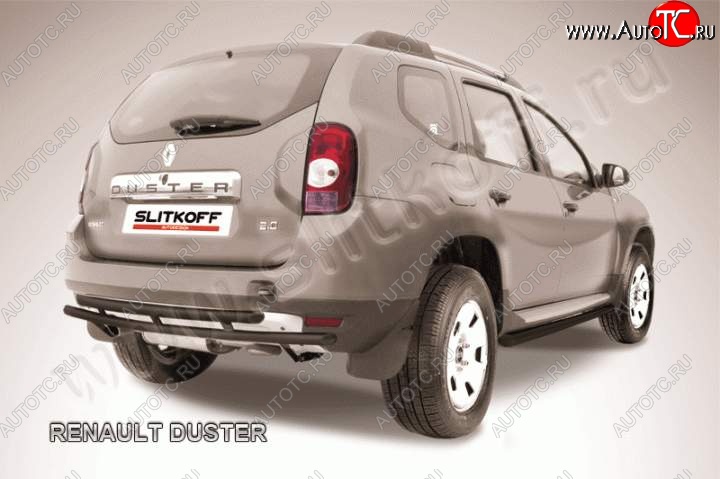 6 999 р. Защита задняя Slitkoff  Renault Duster  HS (2010-2015) (Цвет: серебристый)