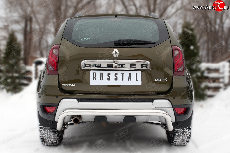 10 399 р. Защита заднего бампера (Ø63 мм волна, нержавейка) Russtal  Renault Duster  HS (2015-2021)