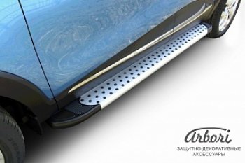 13 499 р. Порожки для ног Arbori Standart Silver Renault Kaptur дорестайлинг (2016-2020). Увеличить фотографию 1