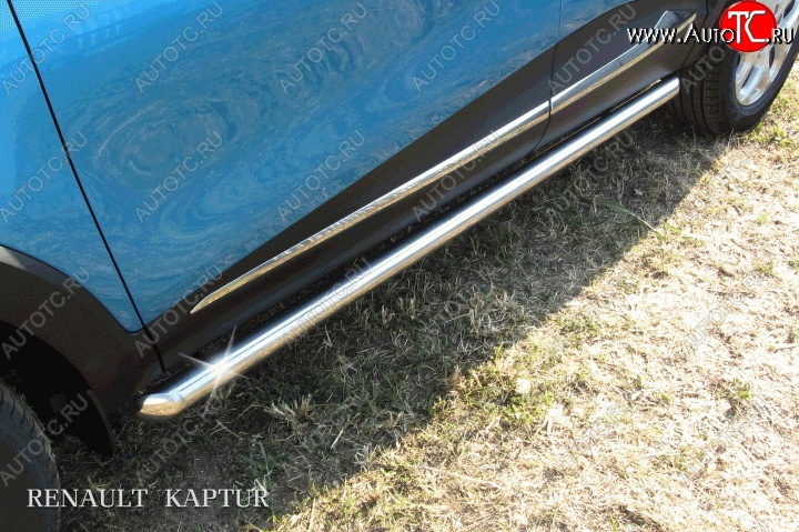 10 899 р. Защита порогов из круглой трубы диаметром 57 мм Slitkoff  Renault Kaptur (2016-2024) (Для автомобиля 2WD)