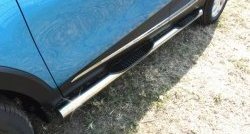 13 949 р. Защита порогов для ног из круглой трубы диаметром 76 мм Slitkoff  Renault Kaptur (2016-2024) (Для автомобиля 2WD). Увеличить фотографию 1