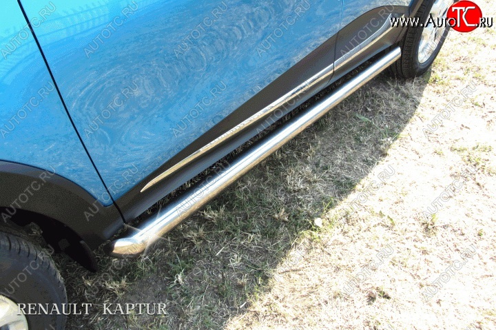 11 999 р. Защита порогов из круглой трубы диаметром 76 мм Slitkoff  Renault Kaptur (2016-2024) (Для автомобиля 2WD)