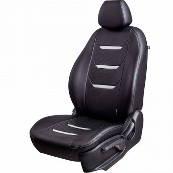 7 599 р. Чехлы для сидений Lord Autofashion Турин 2 (экокожа)  Renault Kaptur (2016-2024) (Чёрный/Чёрный/Белый/Белый). Увеличить фотографию 1