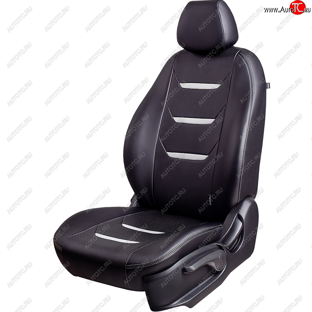 7 599 р. Чехлы для сидений Lord Autofashion Турин 2 (экокожа)  Renault Kaptur (2016-2024) (Чёрный/Чёрный/Белый/Белый)