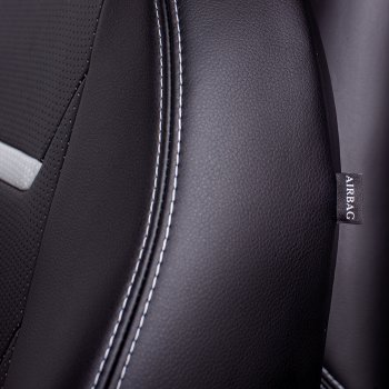 7 599 р. Чехлы для сидений Lord Autofashion Турин 2 (экокожа)  Renault Kaptur (2016-2024) (Чёрный/Чёрный/Белый/Белый). Увеличить фотографию 4