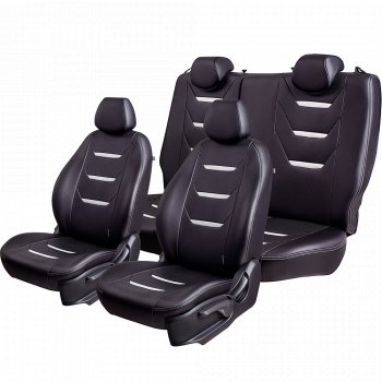 7 599 р. Чехлы для сидений Lord Autofashion Турин 2 (экокожа)  Renault Kaptur (2016-2024) (Чёрный/Чёрный/Белый/Белый). Увеличить фотографию 2