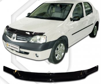 2 079 р. Дефлектор капота CA-Plastic  Renault Logan  1 (2004-2010) (Classic черный, Без надписи). Увеличить фотографию 1