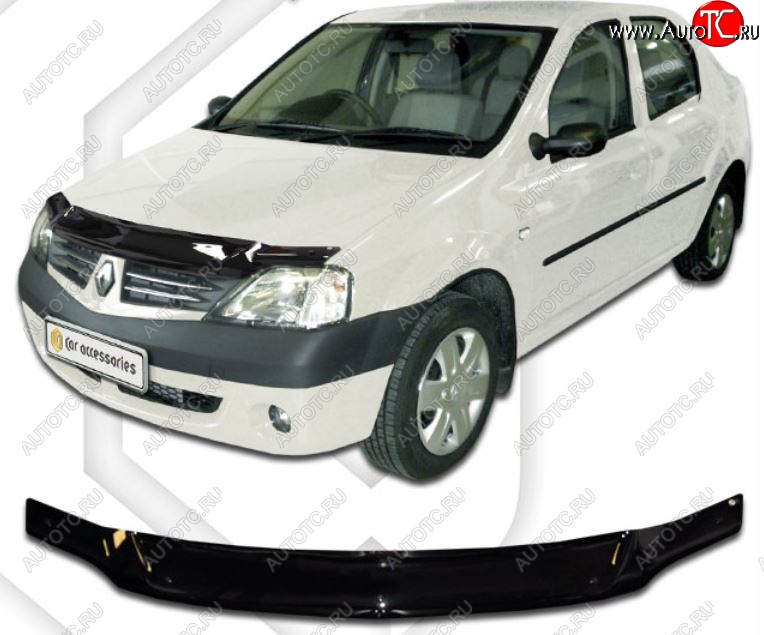 2 079 р. Дефлектор капота CA-Plastic  Renault Logan  1 (2004-2010) (Classic черный, Без надписи)