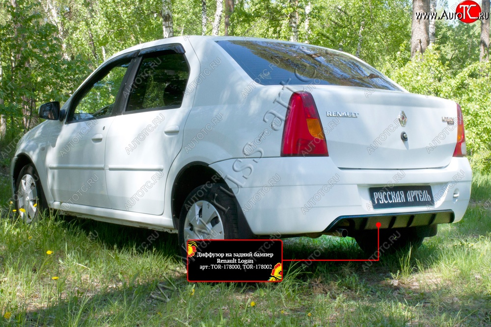 2 499 р. Диффузор на задний бампер RA (под окраску)  Renault Logan  1 (2004-2010) (Неокрашенный)