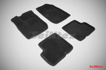 4 299 р. Комплект 3D ковриков в салон (ворсовые / чёрные) Seintex Renault Logan 1 рестайлинг (2010-2016). Увеличить фотографию 1