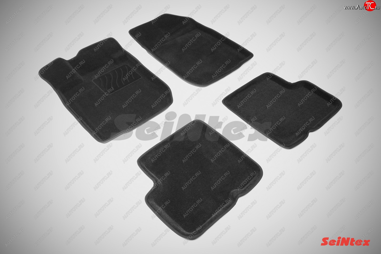 4 299 р. Комплект 3D ковриков в салон (ворсовые / чёрные) Seintex Renault Logan 1 рестайлинг (2010-2016)