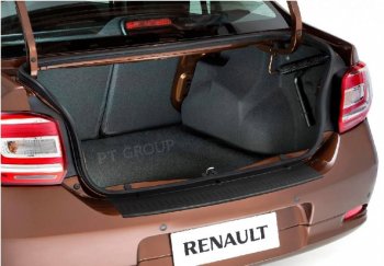 949 р. Накладка защитная на задний бампер Petroil Tuning Renault Logan 2 дорестайлинг (2014-2018) (Текстурная поверхность). Увеличить фотографию 1