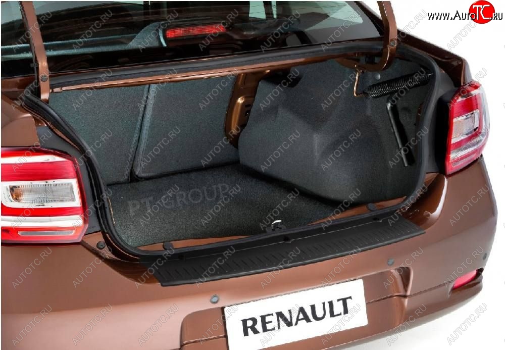 949 р. Накладка защитная на задний бампер Petroil Tuning  Renault Logan  2 (2014-2018) (Текстурная поверхность)