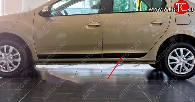 669 р. Молдинг двери RA (задний левый) Renault Logan 2 дорестайлинг (2014-2018) (Поверхность глянец под окраску)